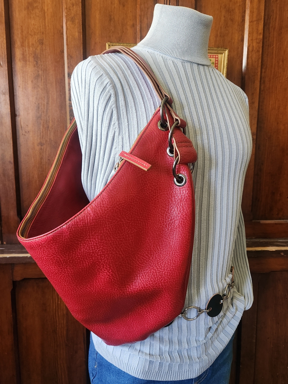 Matt & Nat Red Leather Hobo Shoulder Bag